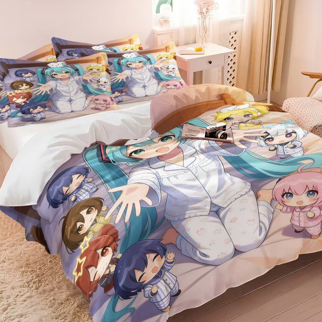 2/3-teiliges Hatsune Miku Bettwäsche-Set VOCALOID Anime Motiv in Multicolour - Bild 1