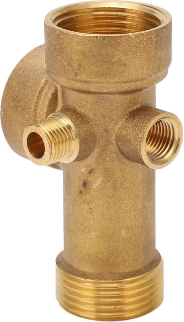 5-Wege Messing Rohrverschraubung G1 1/4 Wasser Öl Gasleitungsverbinder in Gold - Bild 1
