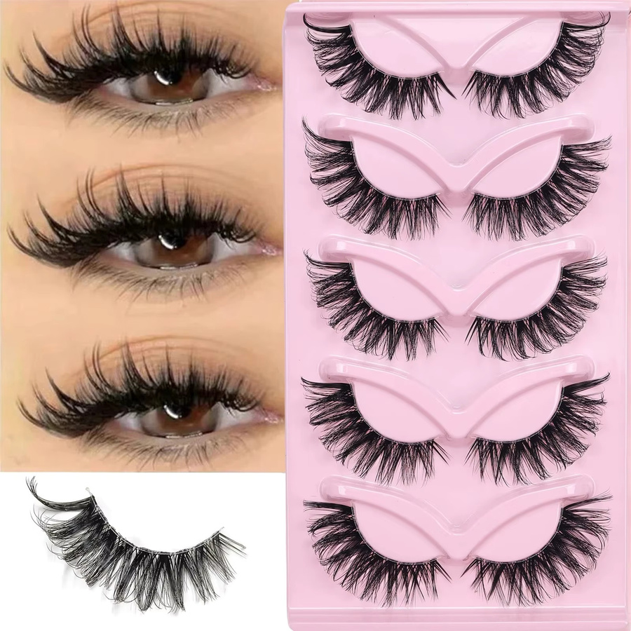 JIEFUXIN Kunstwimpern Cat-Eye, Black, 5 Paar, Natürlich - Bild 5