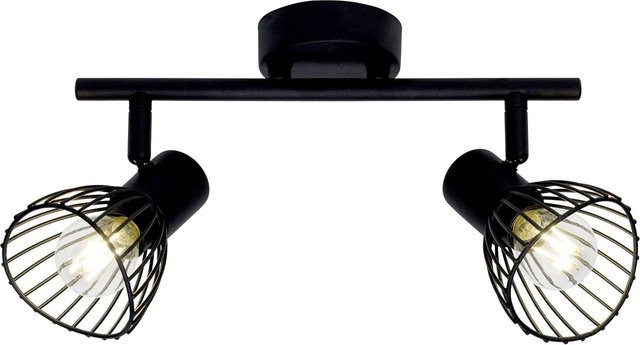 Brilliant Elhi Spotrohr Wandlampe schwarz, 2-flammig, schwenkbare Köpfe, E14 Fassung, Metall - Bild 1