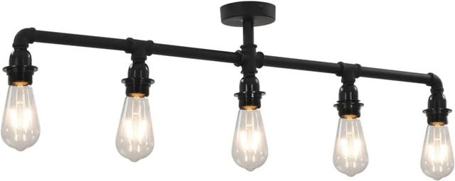 vidaXL Deckenleuchte im Industrial Design aus Metall, Schwarz, 5 x E27-Fassungen - Bild 1