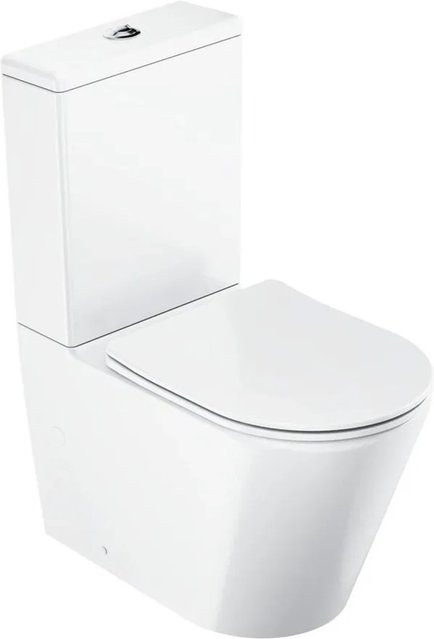 Ravak Stand-WC Optima in Weiß mit Spülkasten, spülrandloser Keramik, SoftClose WC-Sitz und Geberit Spülmechanismus, H: 82,5 cm, B: 36,5 cm, T: 60,5 cm - Bild 1