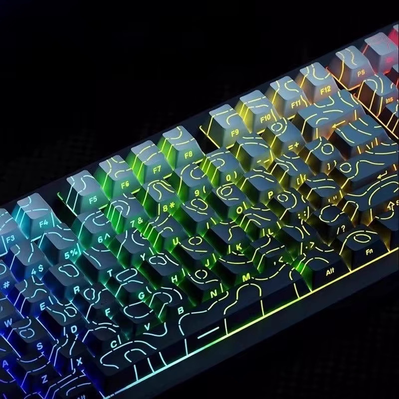 Super Contour PBT-Tastenkappen in Weiß mit seitlicher Beleuchtung für mechanische Tastaturen (61/68/75/84/87 Tasten) - Bild 3
