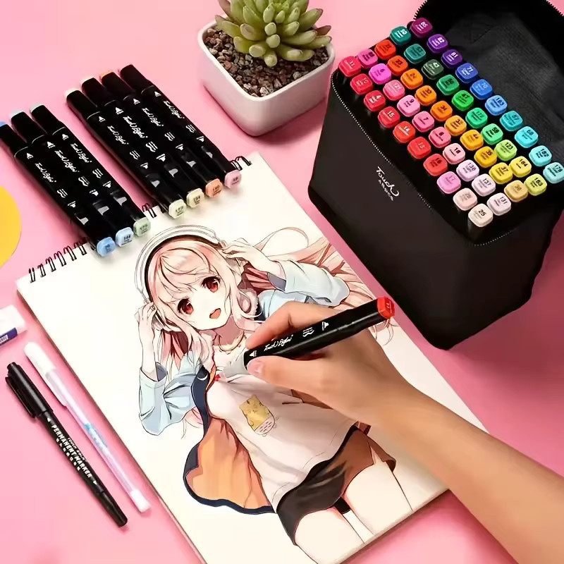 168 Farben doppelseitige Markierungsstifte mit Brush- und Meißelspitze inklusive Sockel für Kunstzeichnungen und Comics in Multicolour - Bild 4