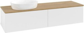 V&B Waschtischunterschrank Antao ohne Frontstruktur in Eiche Honig und Weiß lackiert, B: 160 cm, T: 50 cm - Bild 1