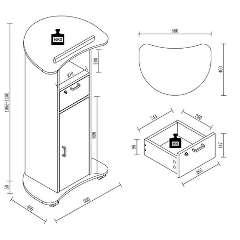 VCM Stehpult Redola höhenverstellbar in Grau und Anthrazit, B/T: 110 x 56 cm - Bild 4