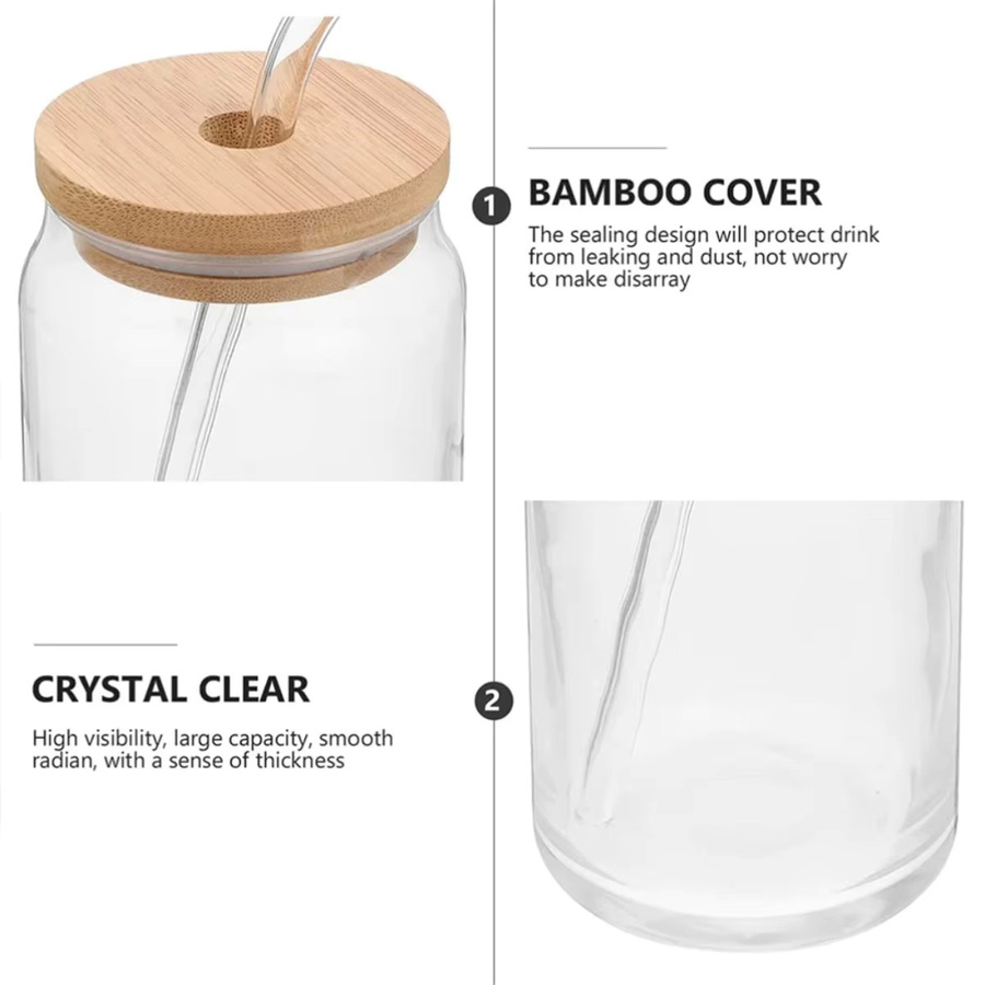 FEB.WIND Glas-Tumbler mit Bambusdeckel und Glasstrohhalm, transparent, 473 ml - Bild 3