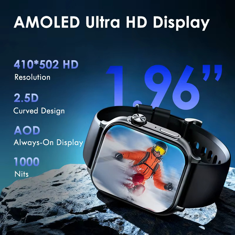 Lenovo Fit F101 Smartwatch mit 1,96 Zoll HD AMOLED Display, Bluetooth-Anrufe, Herzfrequenzmessung und Wasserdichtigkeit, Farbe: Grau - Bild 2