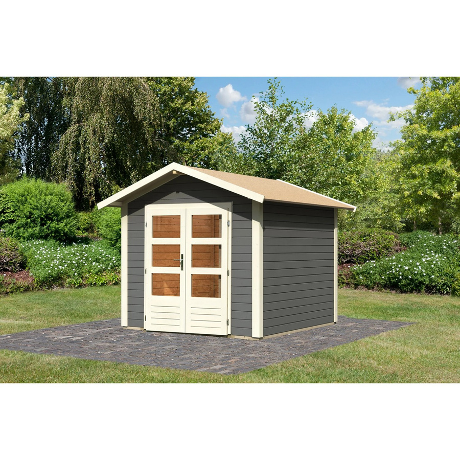 Karibu Holz-Gartenhaus Tyka mit Satteldach in Terragrau, B/T: 240 x 240 cm - Bild 2