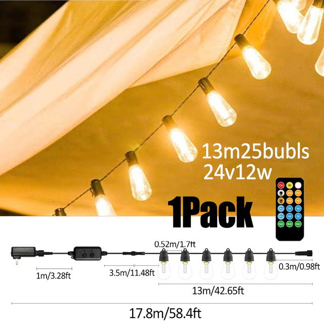S14 Fernbedienbare Outdoor-LED-Lichterkette mit RGB-Glühbirnen für Garten und Terrasse - Bild 1