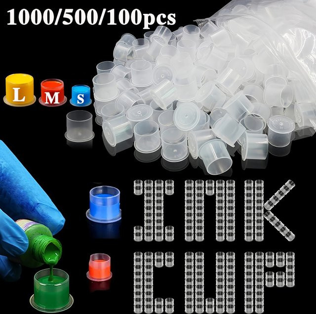 TRUE STAR Tattoo Ink Cups mit Basis, Einweg, 100 Stück - Bild 1
