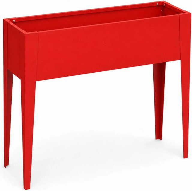 Floordirekt Hochbeet Timo aus verzinktem Metall mit Standfüßen, Rot, B: 100 cm, T: 30 cm, H: 80 cm - Bild 1