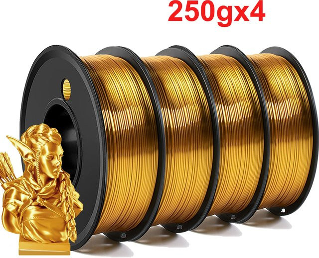 3D Maliang PLA Seidenfilament Gold 1,75mm für FDM 3D-Drucker, 250g - Bild 1