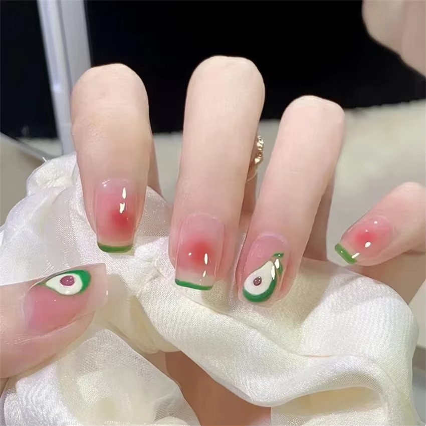 JIASHIXUAN Kunstnägel, 24 Stück, Quadratisch, Glänzend, Rose Design - Bild 1