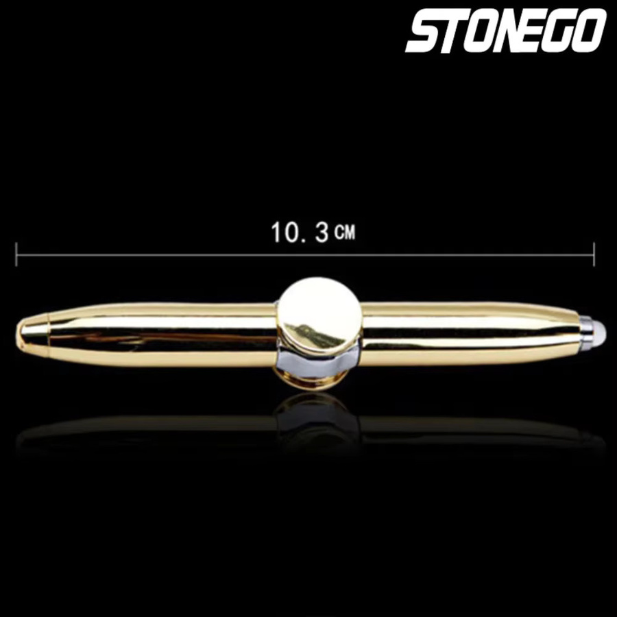 STONEGO Multifunktionaler Fidget Spinner Stift mit Lichtball in Gold aus Metall als Dekompressions-Schreibwerkzeug für Büro und Lernen - Bild 5
