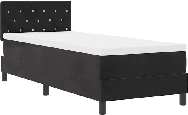 vidaXL LED Boxspringbett mit Matratze Schwarz Samt B/T/H: 80 x 200 x 140 cm - Bild 1