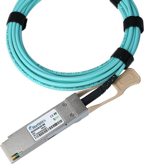 BlueOptics Aktives Optisches Kabel Avaya Kompatibel QSFP 40GBASE-SR4 Ethernet/LAN Infiniband FDR10, Farbe: Blau, Länge: 50 m - Bild 1