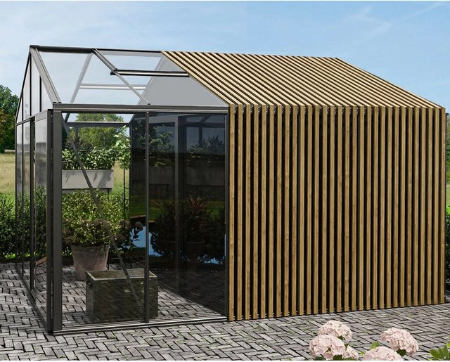 Bloomcabin Gewächshaus Klassik Accoya-Fusion GHCLSAF11 in Schwarz mit integriertem Stauraum, Sicherheitsglas und Belüftungssystem - Bild 1
