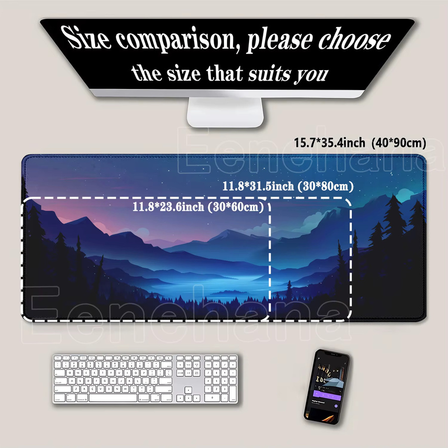 Eenehana Gaming-Mauspad Sunset Mountain Scenery in Multicolour, B/T: 90 x 40 cm, rutschfeste Schreibtischunterlage mit HD-Druck - Bild 2