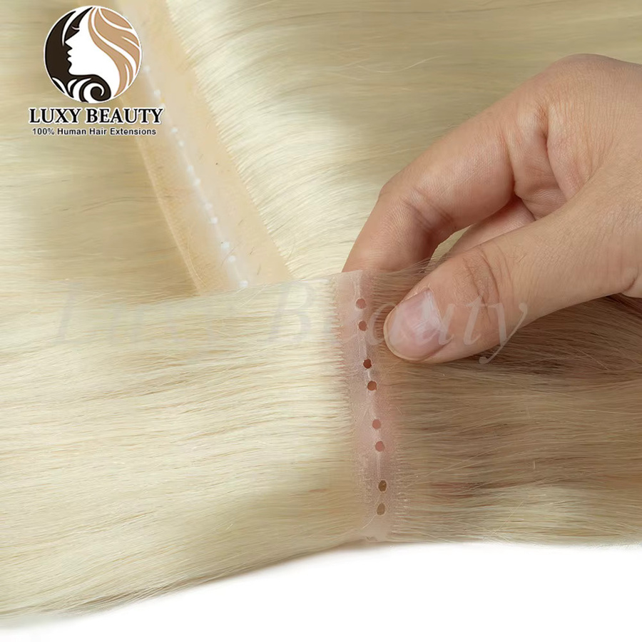 Luxy Beauty Blonde Twin Tab Butterfly Weft Echthaar-Extensions, Lochweft - Bild 1