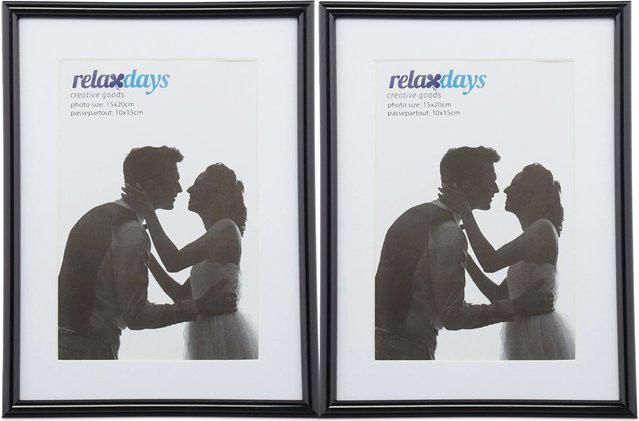 Relaxdays Bilderrahmen 2er Set in Schwarz aus Kunststoff und Glas, B/H: 15 x 20 cm - Bild 1