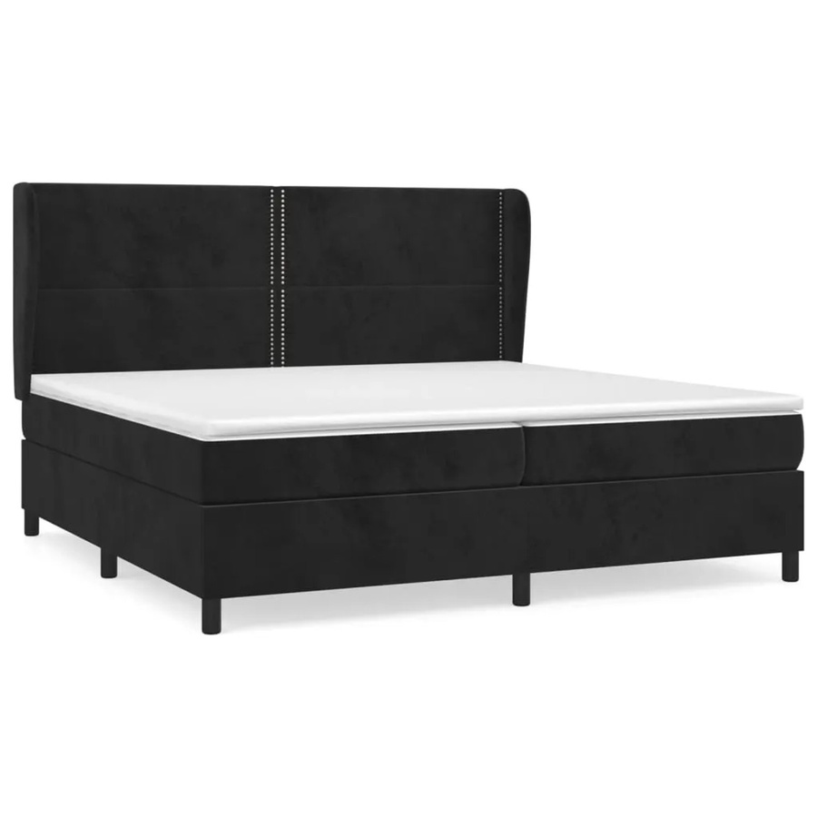 vidaXL Boxspringbett mit Matratze Schwarz Samt Hybrid-Design B/T/H: 200 x 200 x 203 cm - Bild 2