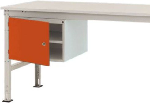 Manuflex ZB4717.2001 Gehäuse-Unterbau Universal Stationär in Orange mit 1 Tür links angeschlagen für Tischtiefe 1200 mm und Nutzhöhe 300 mm - Bild 1