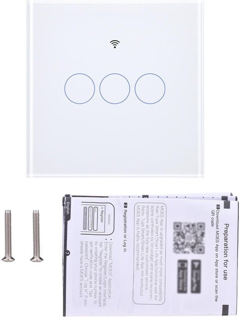 OutsideWorld Matter WiFi Smart Home Glass-Touch-Lichtschalter mit App-Steuerung und Fernbedienung in Weiß - Bild 1