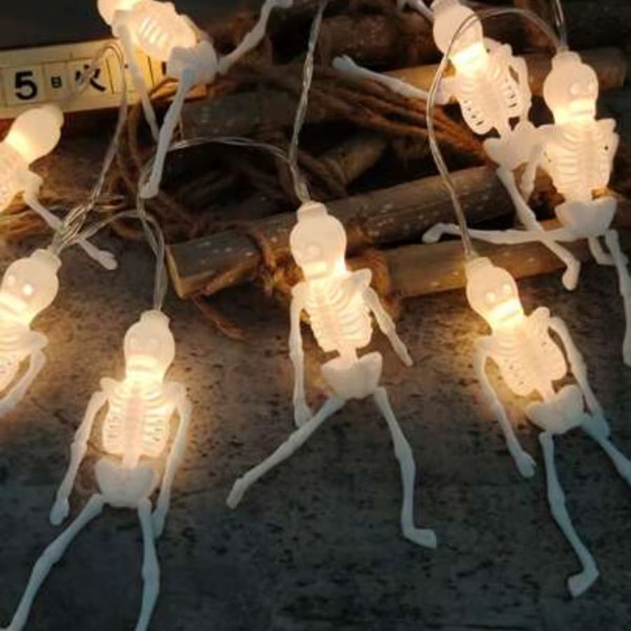 Peach Forest LED Skelett Lichterkette in Weiß für Halloween Dekoration im Haus oder Garten - Bild 2