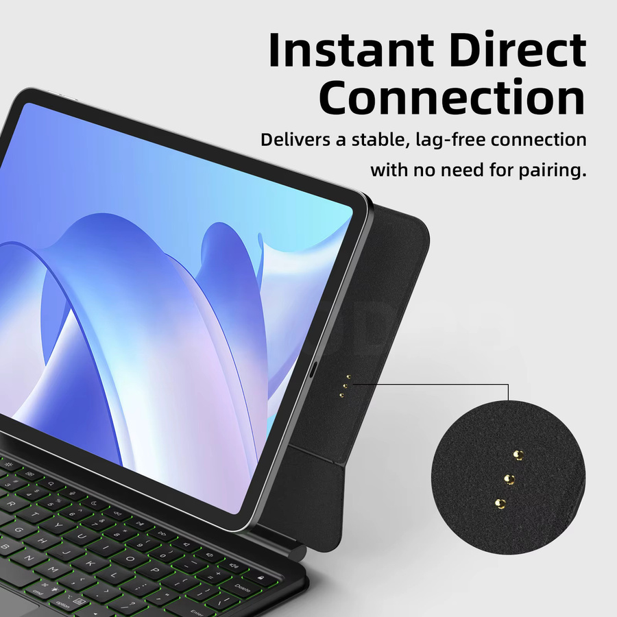 GOOJODOQ Smart Pogo Pin Magic Keyboard-Hülle für iPad Air 13 und iPad Pro 11 mit Multi-Touch Trackpad in Schwarz - Bild 2