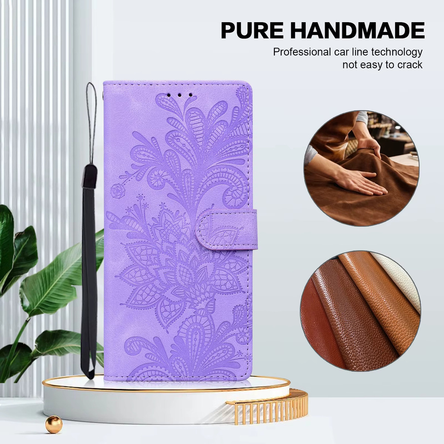 Magnetische Leder-Brieftasche mit Prägung für Oppo A11 A15 A16 A17 A18 A35 A38 A52 A54 A55 A58 A72 A74 A78 4G/5G in Blau - Bild 4