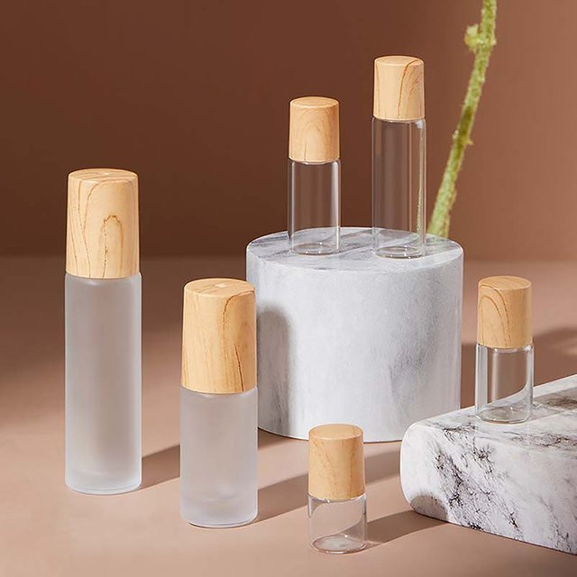 KuZHEN Roll-On-Glasflaschen für ätherische Öle, leere Parfümflaschen, mit Holzdeckel - Bild 1