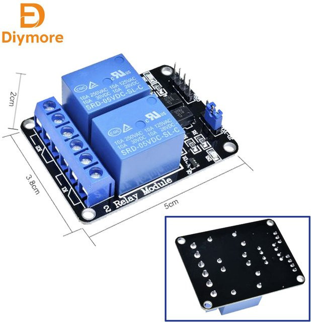 diymore 2-Kanal-Relaismodul 5V mit Optokoppler in Blau für Arduino und Raspberry Pi - Bild 1
