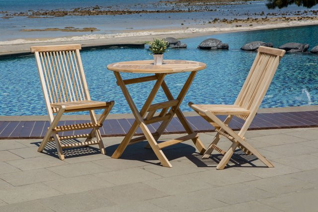 TPFGarden Gartentisch Teaka aus Teakholz, rund, klappbar, braun, Durchmesser: 80 cm - Bild 1