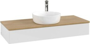 V&B Waschtischunterschrank Antao ohne Frontstruktur, Eiche honig und Weiß lackiert, B/T/H: 120 x 50 x 19 cm - Bild 1