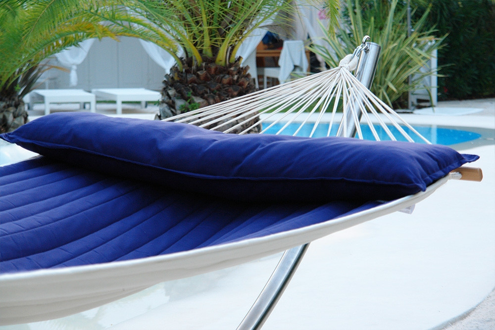 Lola Royal Deluxe Familien-Hängematte American-Hammock-Lifestyle Ocean mit Edelstahltgestell und Kissen in Blau - Bild 3