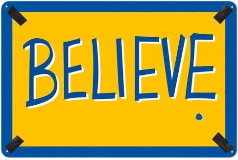 Believe Metallschild von MINISO als motivierende Wanddekoration in Gelb, B/H: 30,48 x 20,32 cm - Bild 1