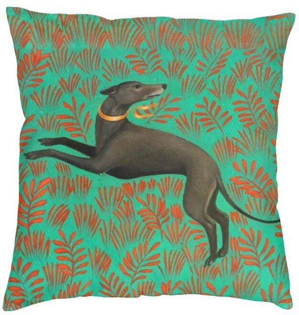 RRR Home Kissenbezug Gustav Klimt Windhund Design in Grün, Quadratisch, B/B: 50 x 50 cm - Bild 1