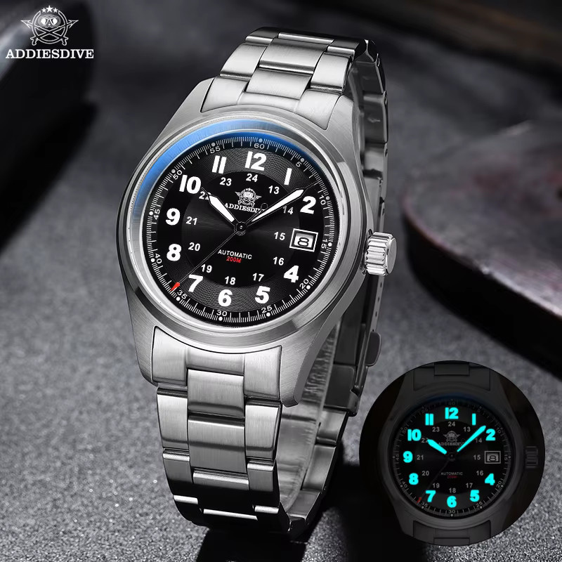 ADDIESDIVE Automatik-Armbanduhr, Edelstahl, Saphirglas, Schwarz, Herren - Bild 2