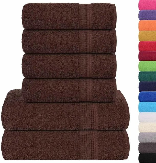 vidaXL 6-teiliges Handtuch-Set aus 100% Baumwolle in Braun mit 360 g/m² - Bild 1