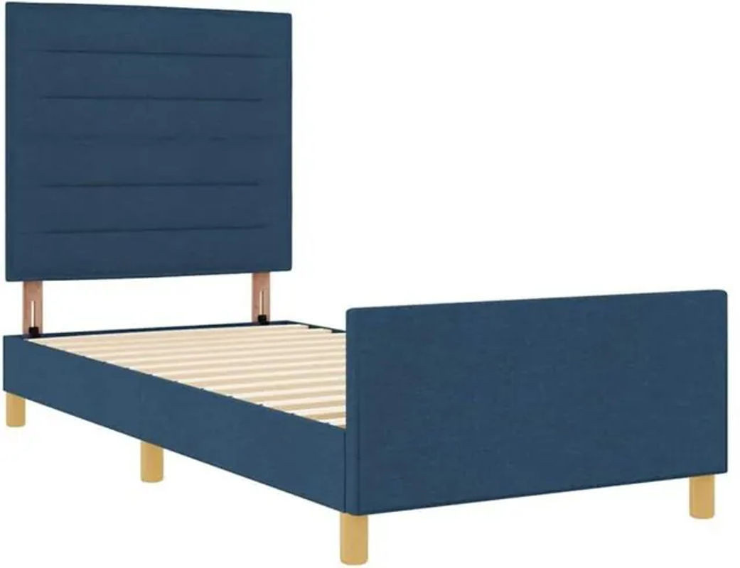 Polsterbett mit Kopfteil vidaXL in Blau aus Stoff und Holzwerkstoff, B/T/H: 90 x 200 cm - Bild 1