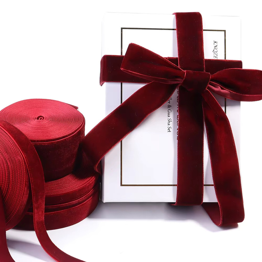 Samtbänder für DIY-Dekoration und Geschenkverpackungen in Schwarz und Weinrot, verschiedene Breiten von 6 mm bis 38 mm - Bild 3