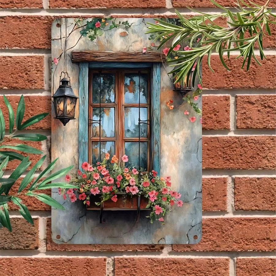 HELLOYOUNG Rustikales Wandfenster mit floralem Blumendesign in Multicolour, B/H: 30,0 x 20,0 cm - Bild 2