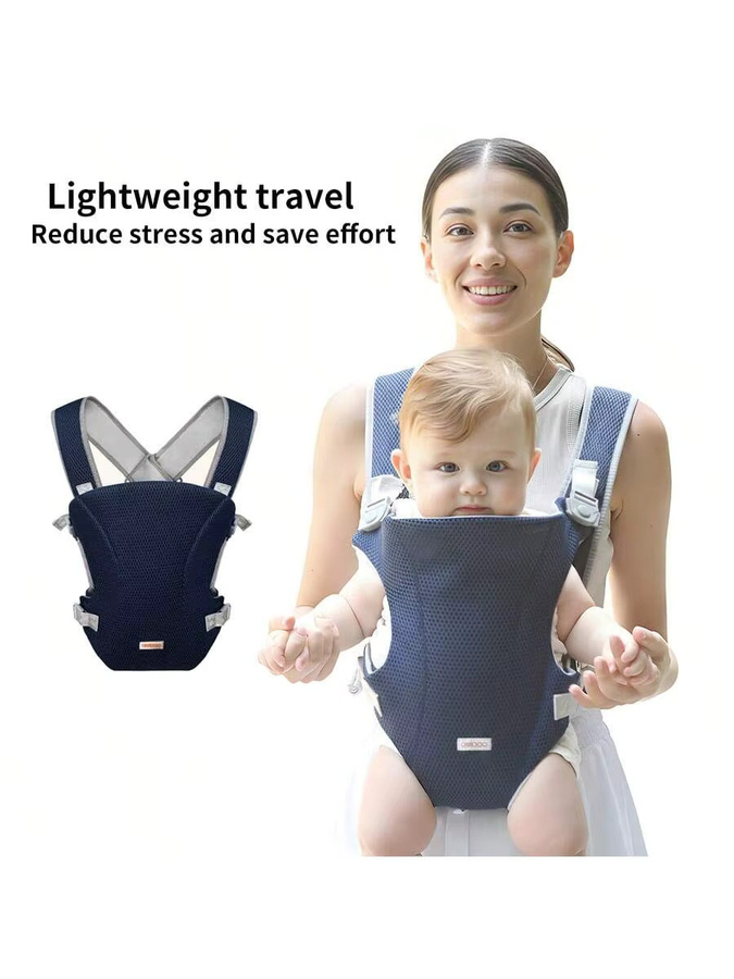 Baby-Netztrage in Blau: Horizontale Hüfttrage mit atmungsaktivem Netzdesign und Kreuzrücken-Design für optimale Belüftung und Komfort in jeder Jahreszeit - Bild 2