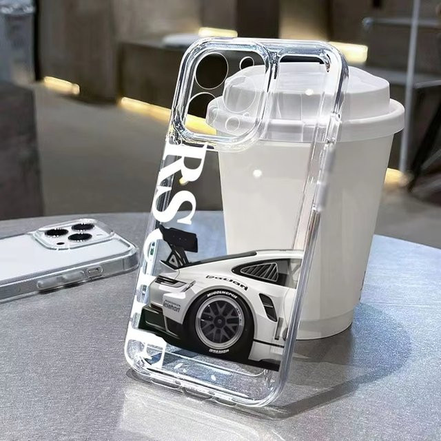 SKCCM Transparente Handyhülle mit Sportwagen-Design für iPhone 11 bis iPhone 17 Pro Max und 17Air, Klare Stoßfänger-Schutzhülle - Bild 1