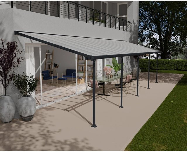 Palram Canopia Terrassenüberdachung Feria in Anthrazit mit integrierten Regenrinnen, B: 300 cm, T: 971 cm - Bild 1
