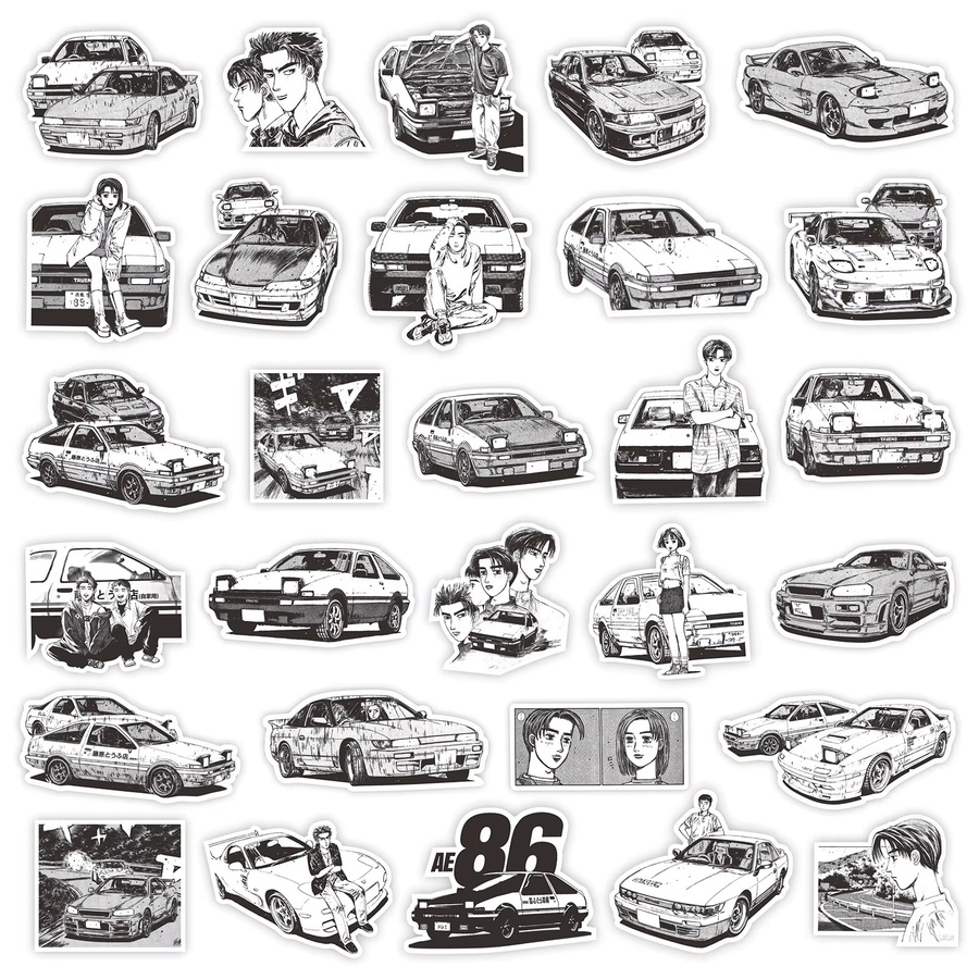 Bandai Initial D Fujiwara Takumi Fujiwara Tofu Shop AE86 Autoaufkleber, 75-teiliges Set - Bild 2