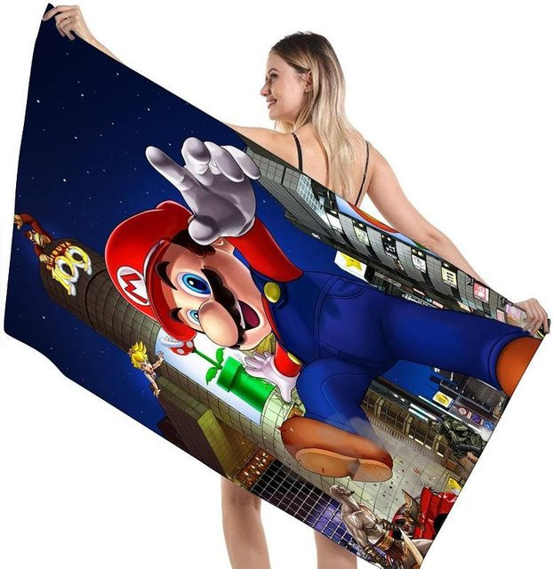 HauteHive Kinder Mario Strandtuch aus Mikrofaser, Mehrfarbig, schnelltrocknend und superweich - Bild 1