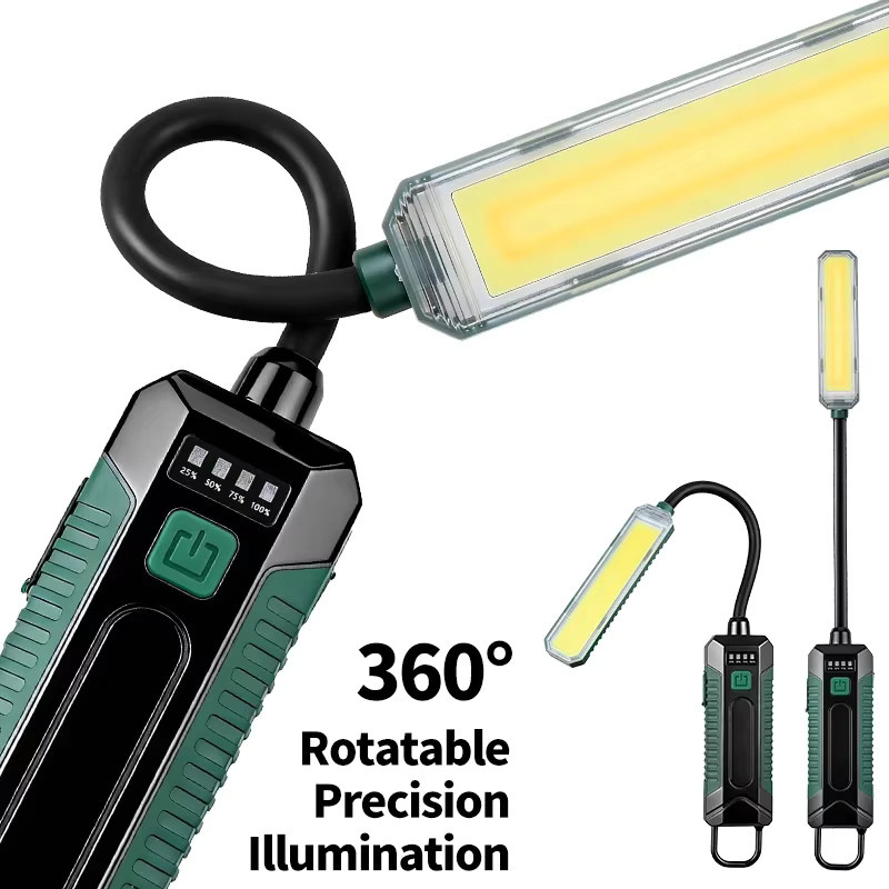 JIASHUAIXIN COB-Arbeitsleuchte mit 360 Grad flexiblem Rohr, magnetische LED-Außennotleuchte für Autoreparaturen, Schwarz - Bild 1