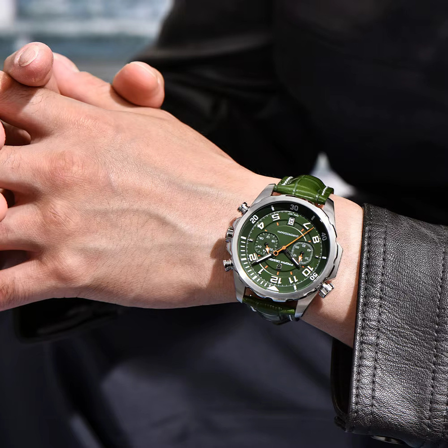 Pagani Design Chronograph, Quarz, Edelstahl, Leder, Schwarz, Herren - Bild 3